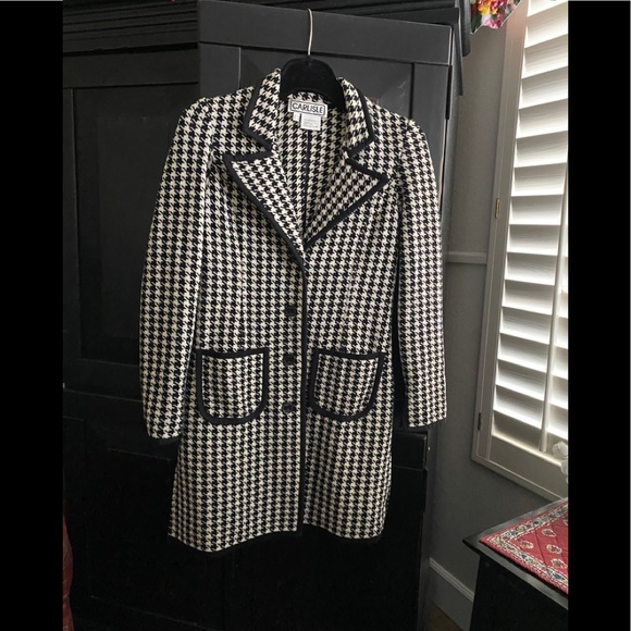 CARLISLE Houndstooth 100% Merino Wool Pea Coat